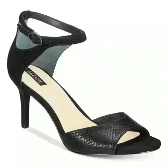 NEW Alfani Womens 9.5 Galeah Heels Black Peep Toe - Picture 2 of 9